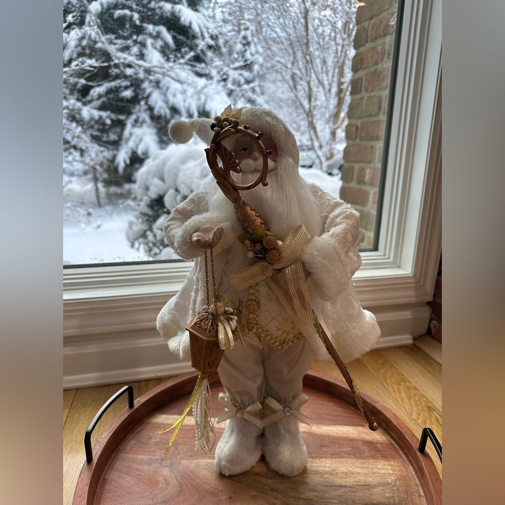 White Holiday Santa Figurine